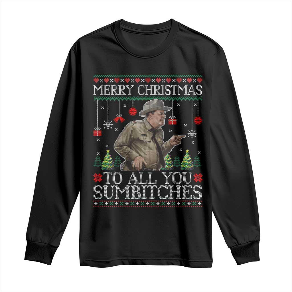 Merry Christmas Sumbitches Long Sleeve Shirt Funny Smokey Retro 80s Movie The Bandit Ugly Xmas TS10 Black Print Your Wear