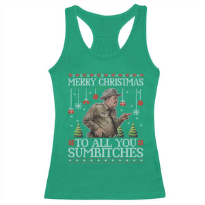 Merry Christmas Sumbitches Racerback Tank Top Funny Smokey Retro 80s Movie The Bandit Ugly Xmas TS10 Irish Green Print Your Wear