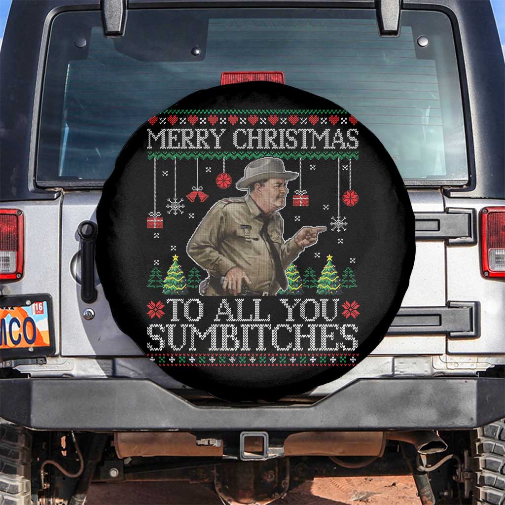 Merry Christmas Sumbitches Spare Tire Cover Funny Smokey Retro 80s Movie The Bandit Ugly Xmas TS10 No hole Black Print Your Wear