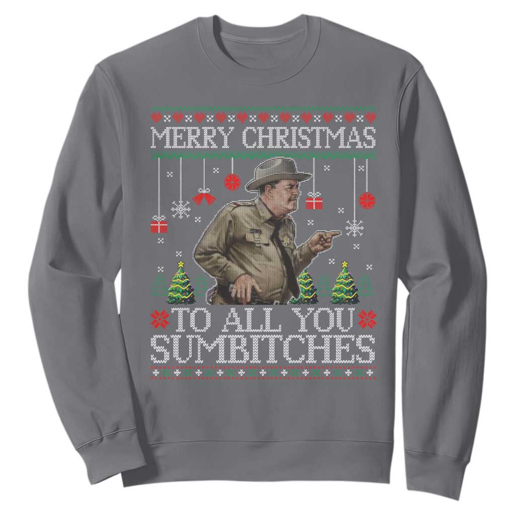 Merry Christmas Sumbitches Sweatshirt Funny Smokey Retro 80s Movie The Bandit Ugly Xmas TS10 Charcoal Print Your Wear