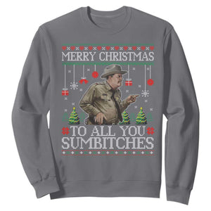 Merry Christmas Sumbitches Sweatshirt Funny Smokey Retro 80s Movie The Bandit Ugly Xmas TS10 Charcoal Print Your Wear