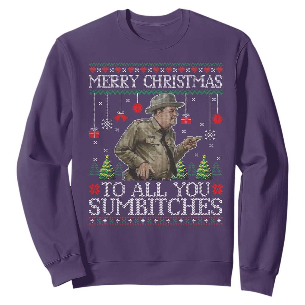 Merry Christmas Sumbitches Sweatshirt Funny Smokey Retro 80s Movie The Bandit Ugly Xmas TS10 Purple Print Your Wear