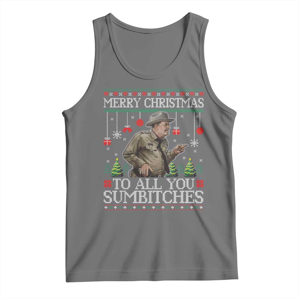 Merry Christmas Sumbitches Tank Top Funny Smokey Retro 80s Movie The Bandit Ugly Xmas TS10 Black Heather Print Your Wear