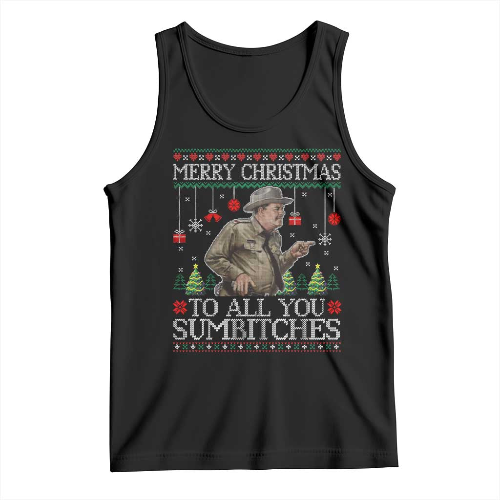 Merry Christmas Sumbitches Tank Top Funny Smokey Retro 80s Movie The Bandit Ugly Xmas TS10 Black Print Your Wear