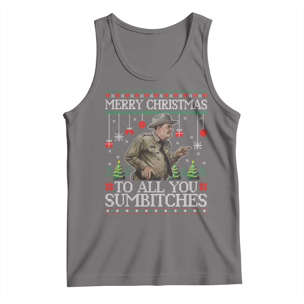 Merry Christmas Sumbitches Tank Top Funny Smokey Retro 80s Movie The Bandit Ugly Xmas TS10 Deep Heather Print Your Wear