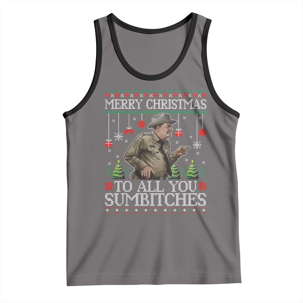 Merry Christmas Sumbitches Tank Top Funny Smokey Retro 80s Movie The Bandit Ugly Xmas TS10 Deep Heather Black Print Your Wear