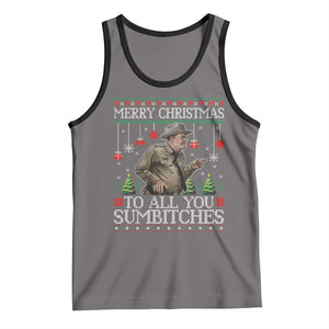 Merry Christmas Sumbitches Tank Top Funny Smokey Retro 80s Movie The Bandit Ugly Xmas TS10 Deep Heather Black Print Your Wear