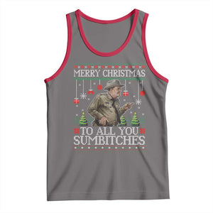 Merry Christmas Sumbitches Tank Top Funny Smokey Retro 80s Movie The Bandit Ugly Xmas TS10 Deep Heather Red Print Your Wear