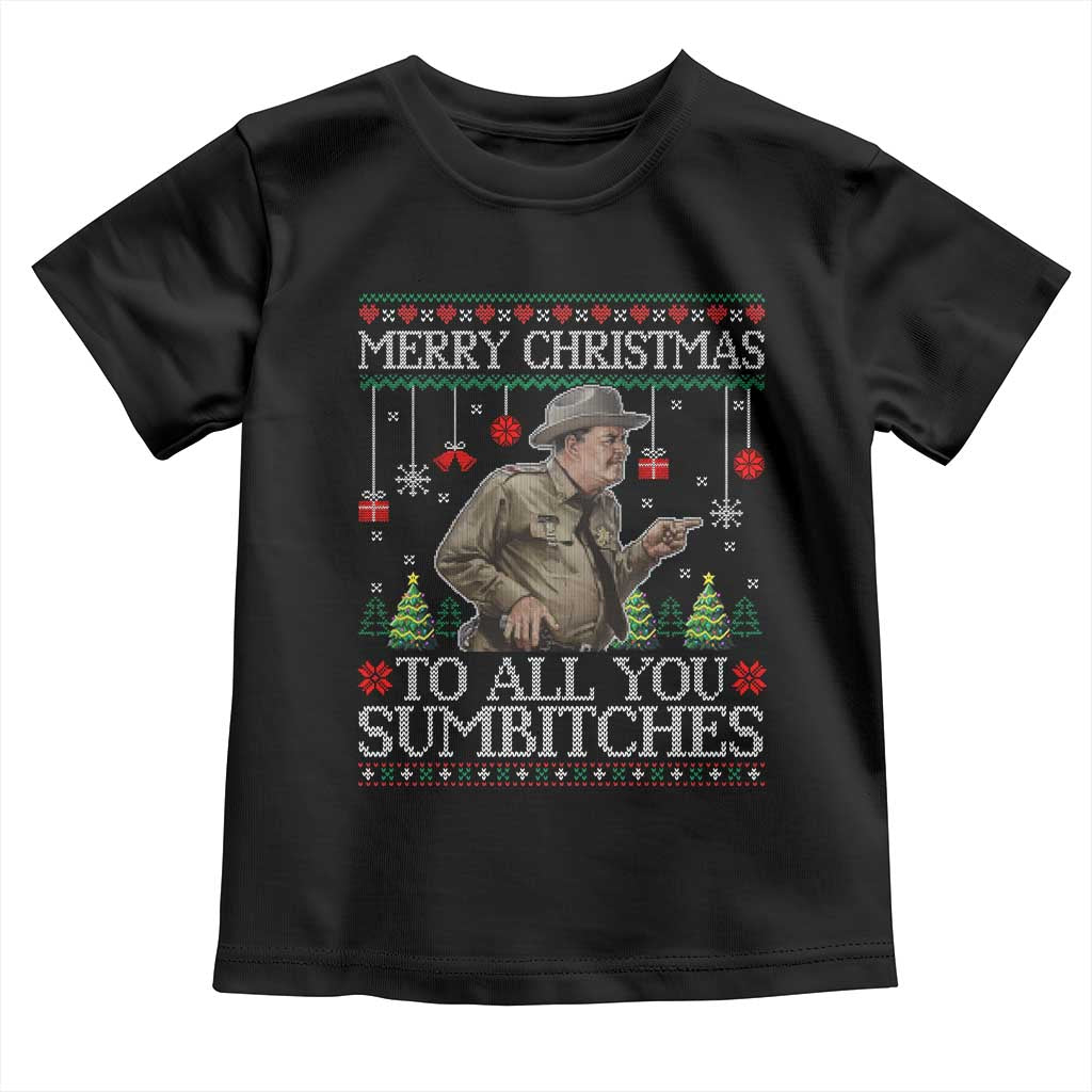 Merry Christmas Sumbitches Toddler T Shirt Funny Smokey Retro 80s Movie The Bandit Ugly Xmas TS10 Black Print Your Wear