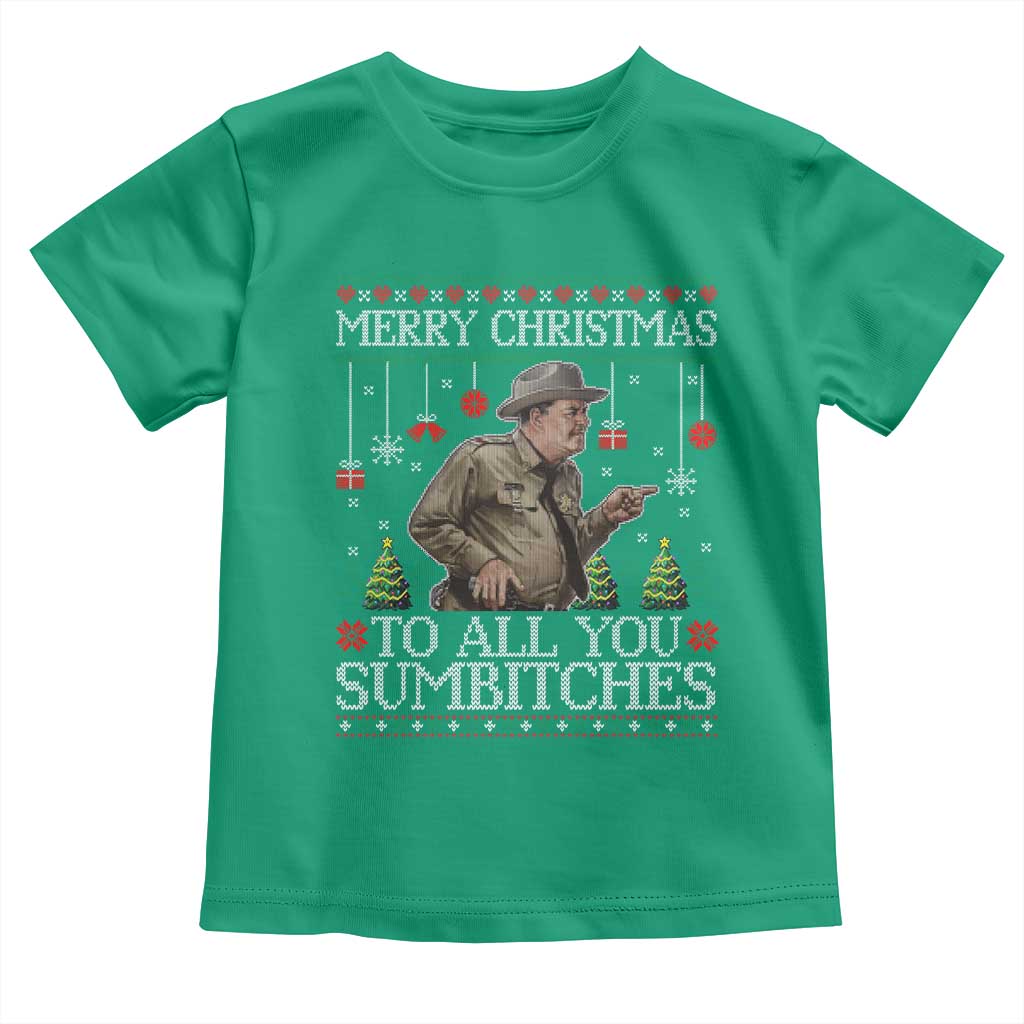 Merry Christmas Sumbitches Toddler T Shirt Funny Smokey Retro 80s Movie The Bandit Ugly Xmas TS10 Irish Green Print Your Wear