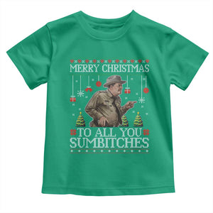 Merry Christmas Sumbitches Toddler T Shirt Funny Smokey Retro 80s Movie The Bandit Ugly Xmas TS10 Irish Green Print Your Wear