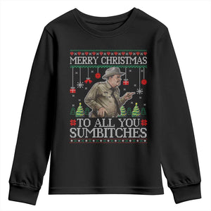 Merry Christmas Sumbitches Youth Sweatshirt Funny Smokey Retro 80s Movie The Bandit Ugly Xmas TS10 Black Print Your Wear