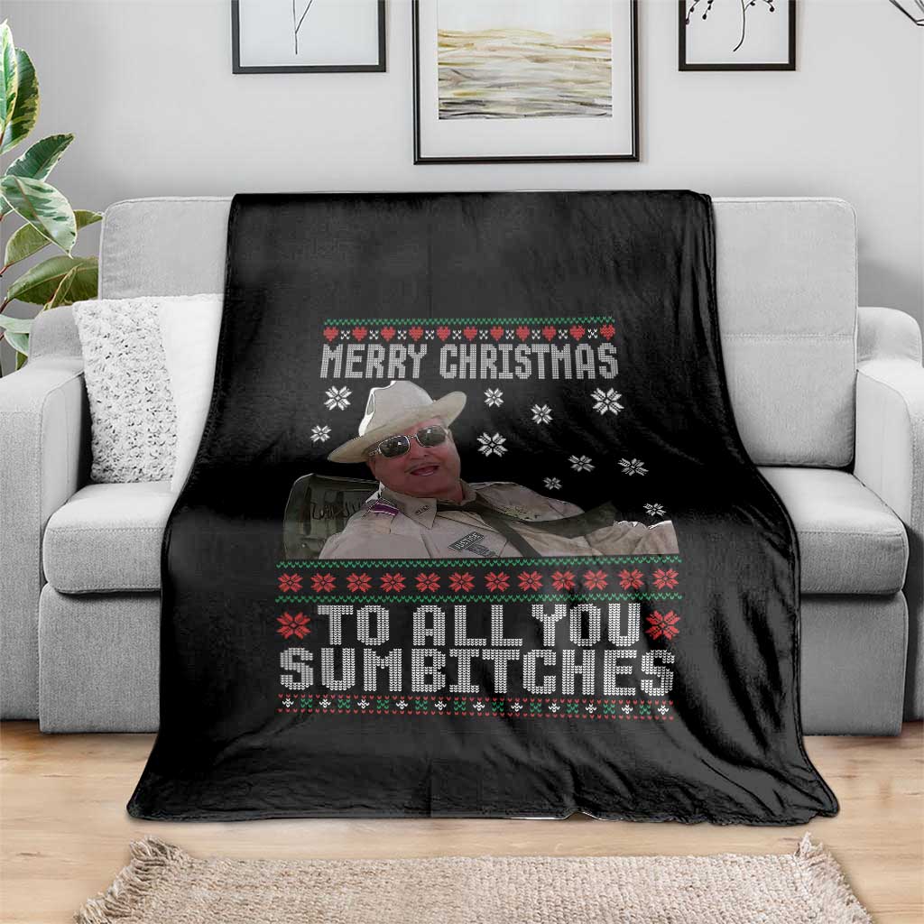 Merry Christmas To All You Sumbitches Throw Blanket Funny Ugly Xmas Retro 80s Movie TS10 Print Your Wear