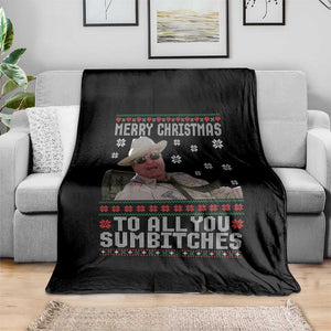 Merry Christmas To All You Sumbitches Throw Blanket Funny Ugly Xmas Retro 80s Movie TS10 Print Your Wear