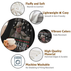 Merry Christmas To All You Sumbitches Throw Blanket Funny Ugly Xmas Retro 80s Movie TS10 Print Your Wear