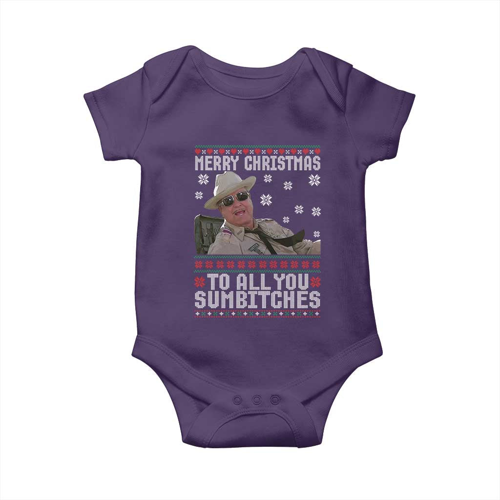 Merry Christmas To All You Sumbitches Baby Onesie Funny Ugly Xmas Retro 80s Movie TS10 Purple Print Your Wear