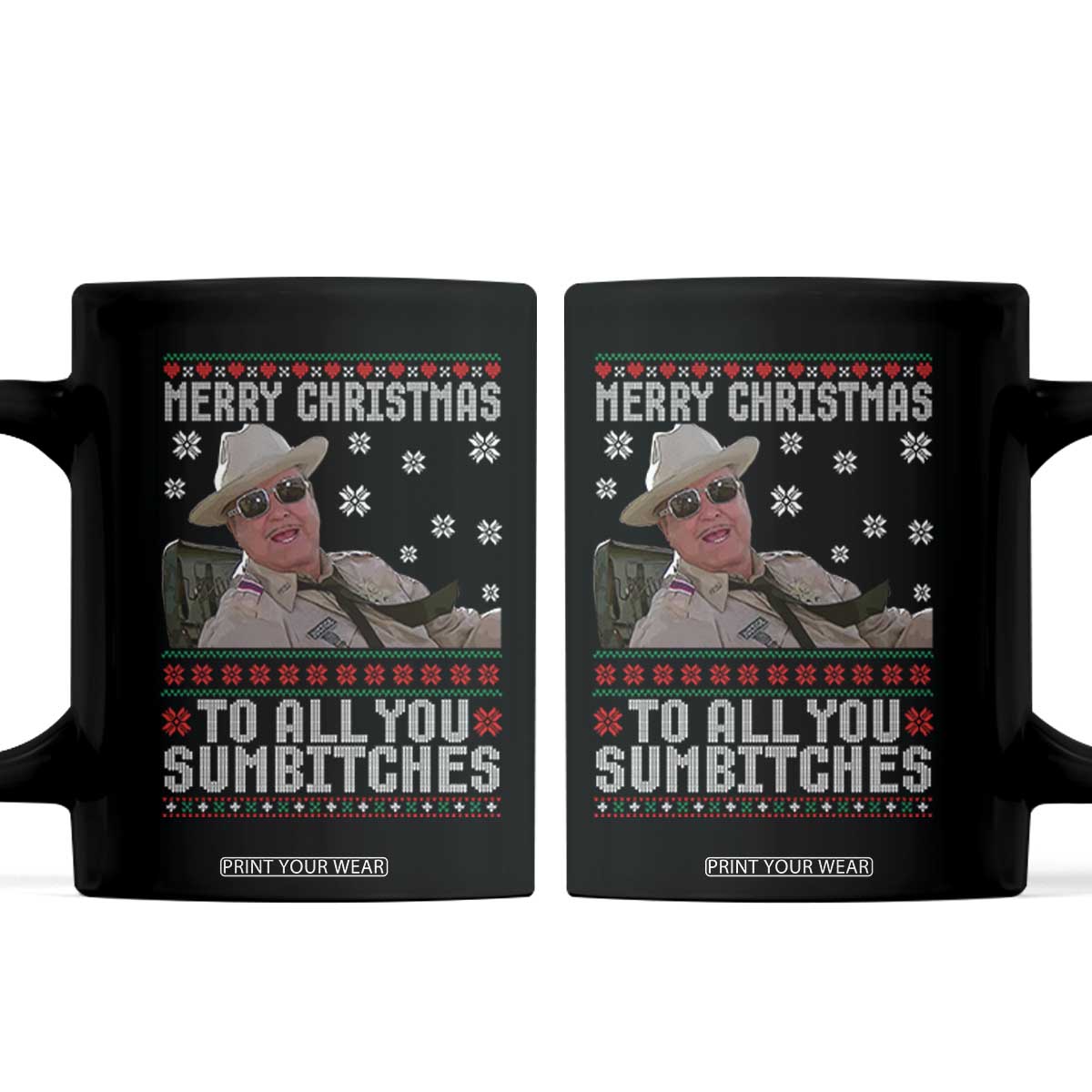 Merry Christmas To All You Sumbitches Coffee Mug Funny Ugly Xmas Retro 80s Movie TS10 Black Print Your Wear
