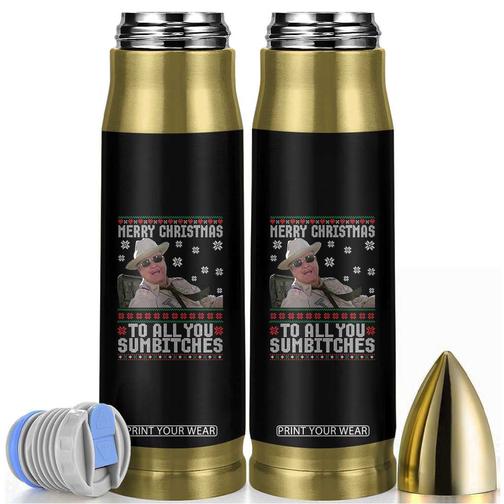 Merry Christmas To All You Sumbitches Bullet Tumbler Funny Ugly Xmas Retro 80s Movie TS10 Black Print Your Wear