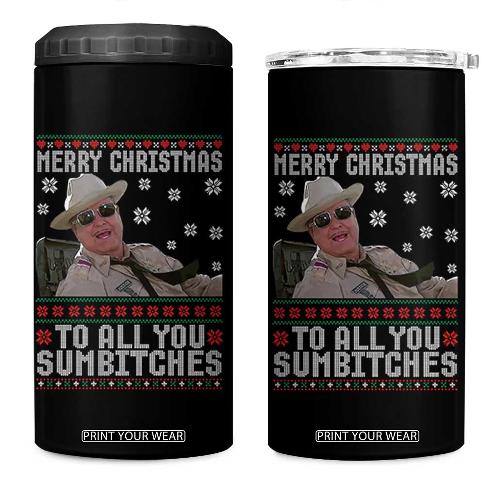 Merry Christmas To All You Sumbitches 4 in 1 Can Cooler Tumbler Funny Ugly Xmas Retro 80s Movie TS10 One Size: 16 oz Black Print Your Wear