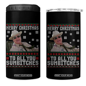 Merry Christmas To All You Sumbitches 4 in 1 Can Cooler Tumbler Funny Ugly Xmas Retro 80s Movie TS10 One Size: 16 oz Black Print Your Wear