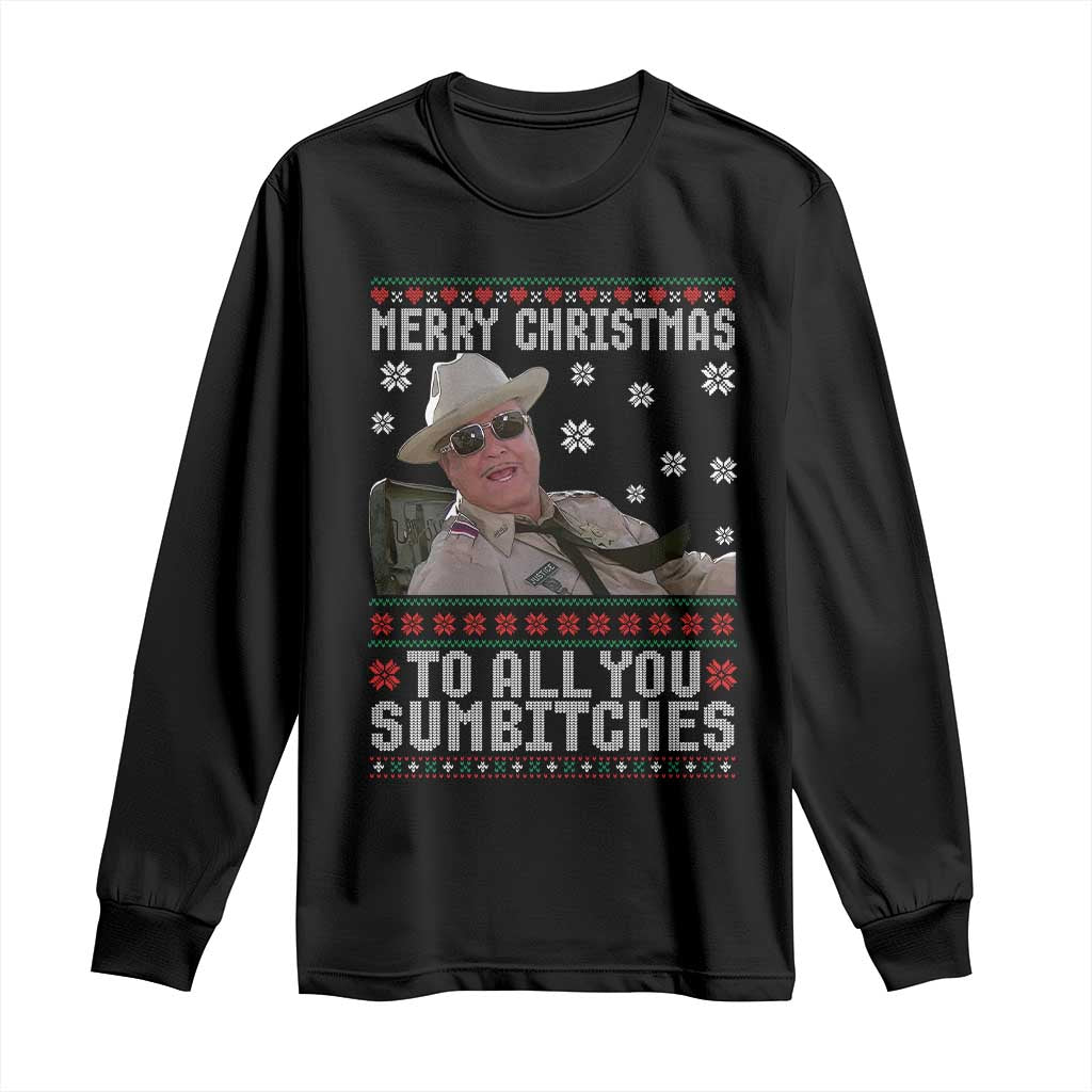 Merry Christmas To All You Sumbitches Long Sleeve Shirt Funny Ugly Xmas Retro 80s Movie TS10 Black Print Your Wear