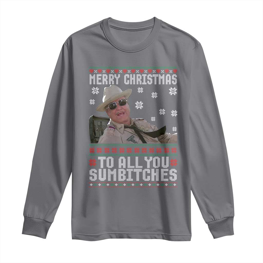Merry Christmas To All You Sumbitches Long Sleeve Shirt Funny Ugly Xmas Retro 80s Movie TS10 Charcoal Print Your Wear
