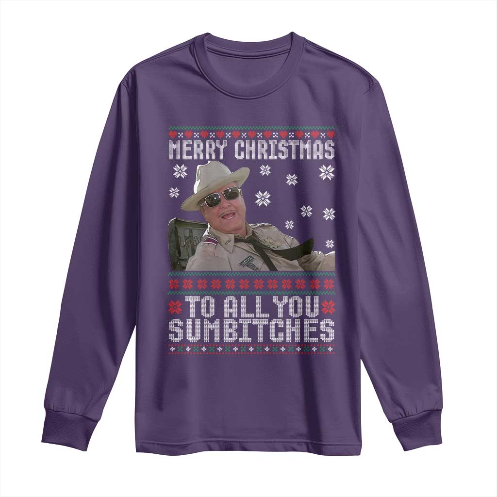 Merry Christmas To All You Sumbitches Long Sleeve Shirt Funny Ugly Xmas Retro 80s Movie TS10 Purple Print Your Wear