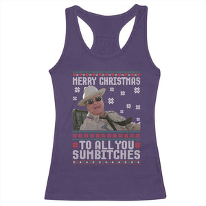 Merry Christmas To All You Sumbitches Racerback Tank Top Funny Ugly Xmas Retro 80s Movie TS10 Purple Print Your Wear
