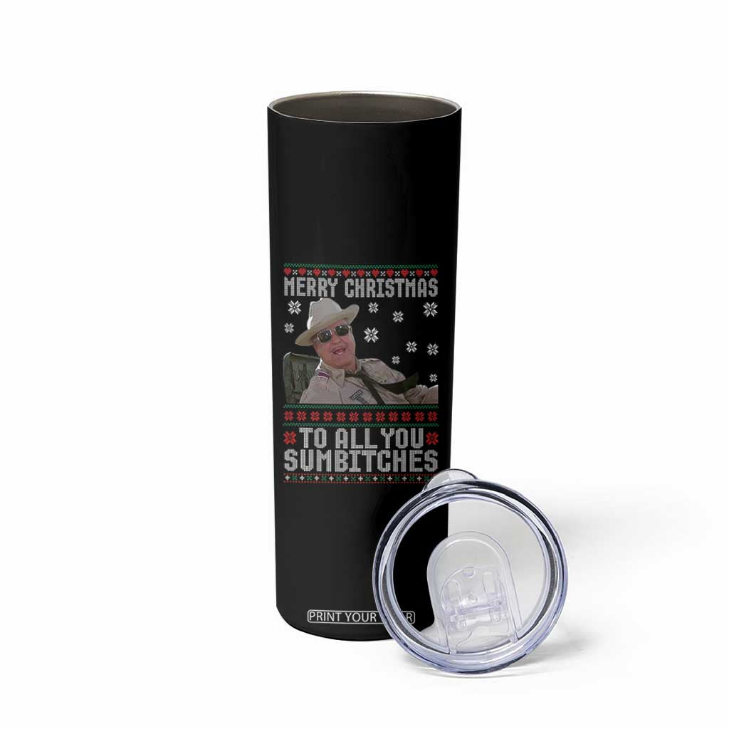 Merry Christmas To All You Sumbitches Skinny Tumbler Funny Ugly Xmas Retro 80s Movie TS10 Print Your Wear