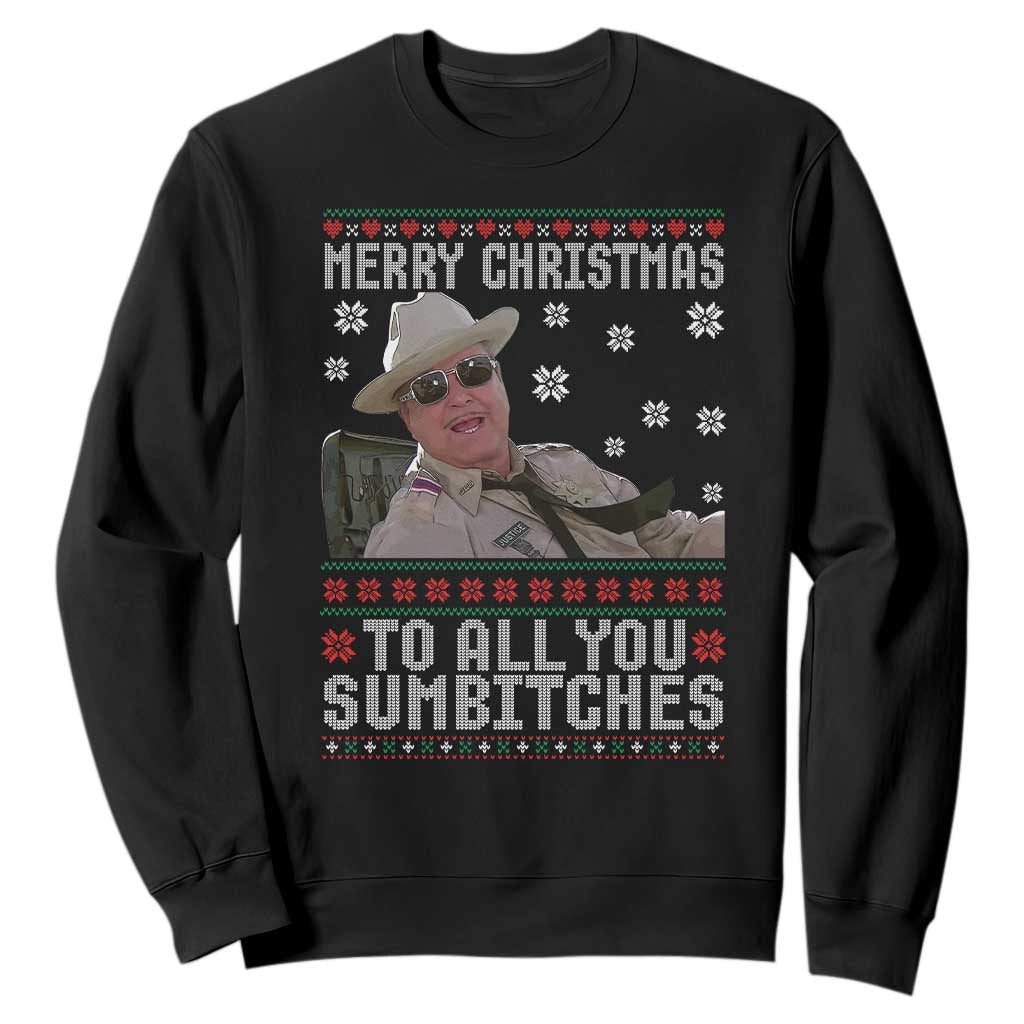 Merry Christmas To All You Sumbitches Sweatshirt Funny Ugly Xmas Retro 80s Movie TS10 Black Print Your Wear