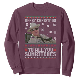 Merry Christmas To All You Sumbitches Sweatshirt Funny Ugly Xmas Retro 80s Movie TS10 Maroon Print Your Wear