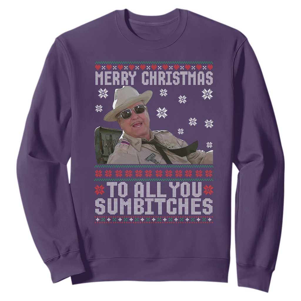Merry Christmas To All You Sumbitches Sweatshirt Funny Ugly Xmas Retro 80s Movie TS10 Purple Print Your Wear