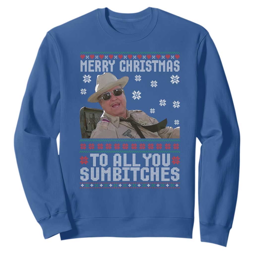 Merry Christmas To All You Sumbitches Sweatshirt Funny Ugly Xmas Retro 80s Movie TS10 Royal Blue Print Your Wear