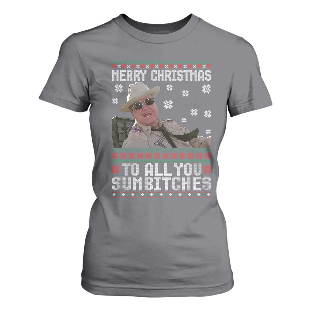 Merry Christmas To All You Sumbitches T Shirt For Women Funny Ugly Xmas Retro 80s Movie TS10 Charcoal Print Your Wear