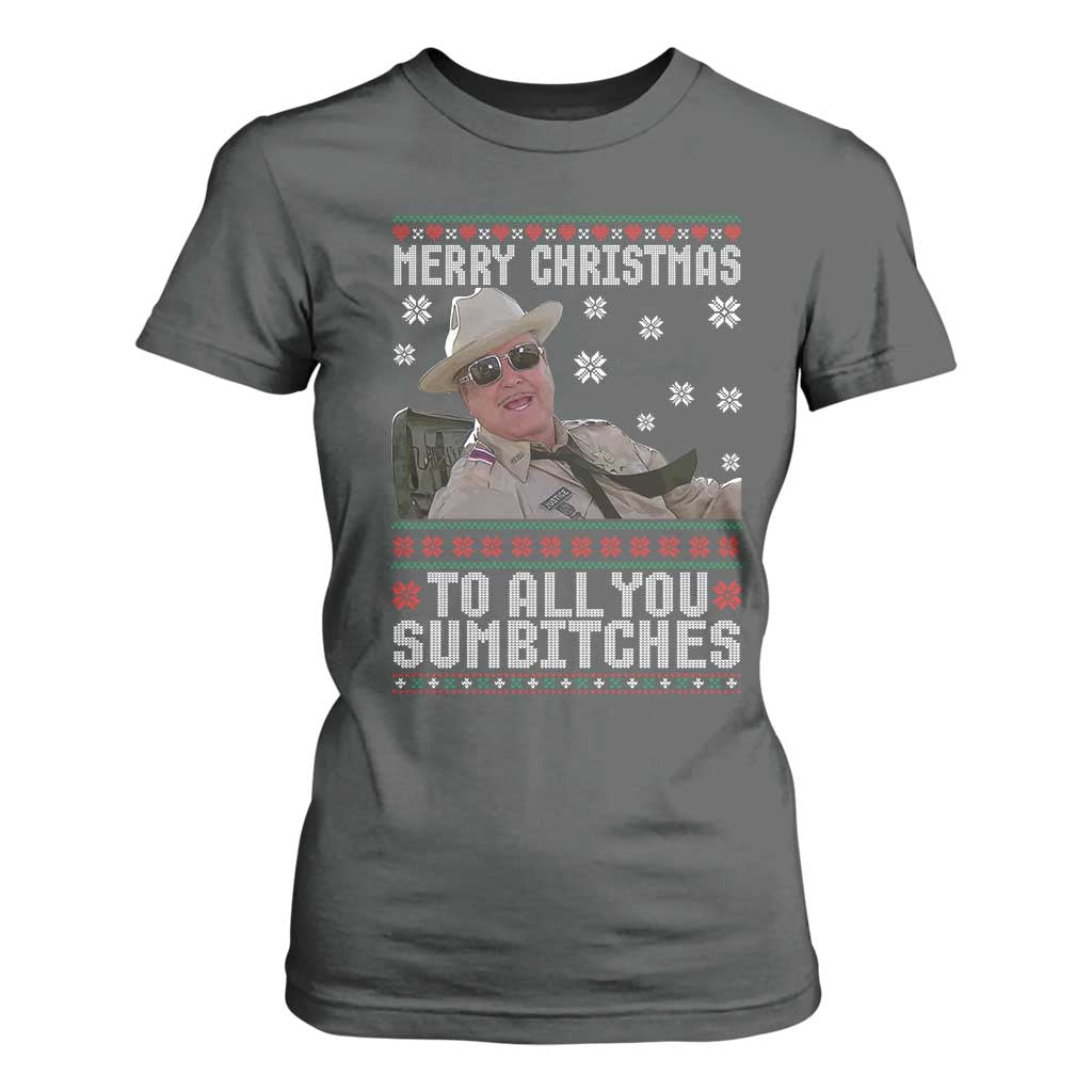 Merry Christmas To All You Sumbitches T Shirt For Women Funny Ugly Xmas Retro 80s Movie TS10 Dark Heather Print Your Wear