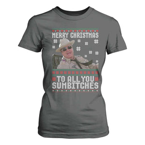 Merry Christmas To All You Sumbitches T Shirt For Women Funny Ugly Xmas Retro 80s Movie TS10 Dark Heather Print Your Wear