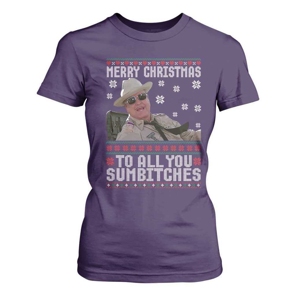 Merry Christmas To All You Sumbitches T Shirt For Women Funny Ugly Xmas Retro 80s Movie TS10 Purple Print Your Wear