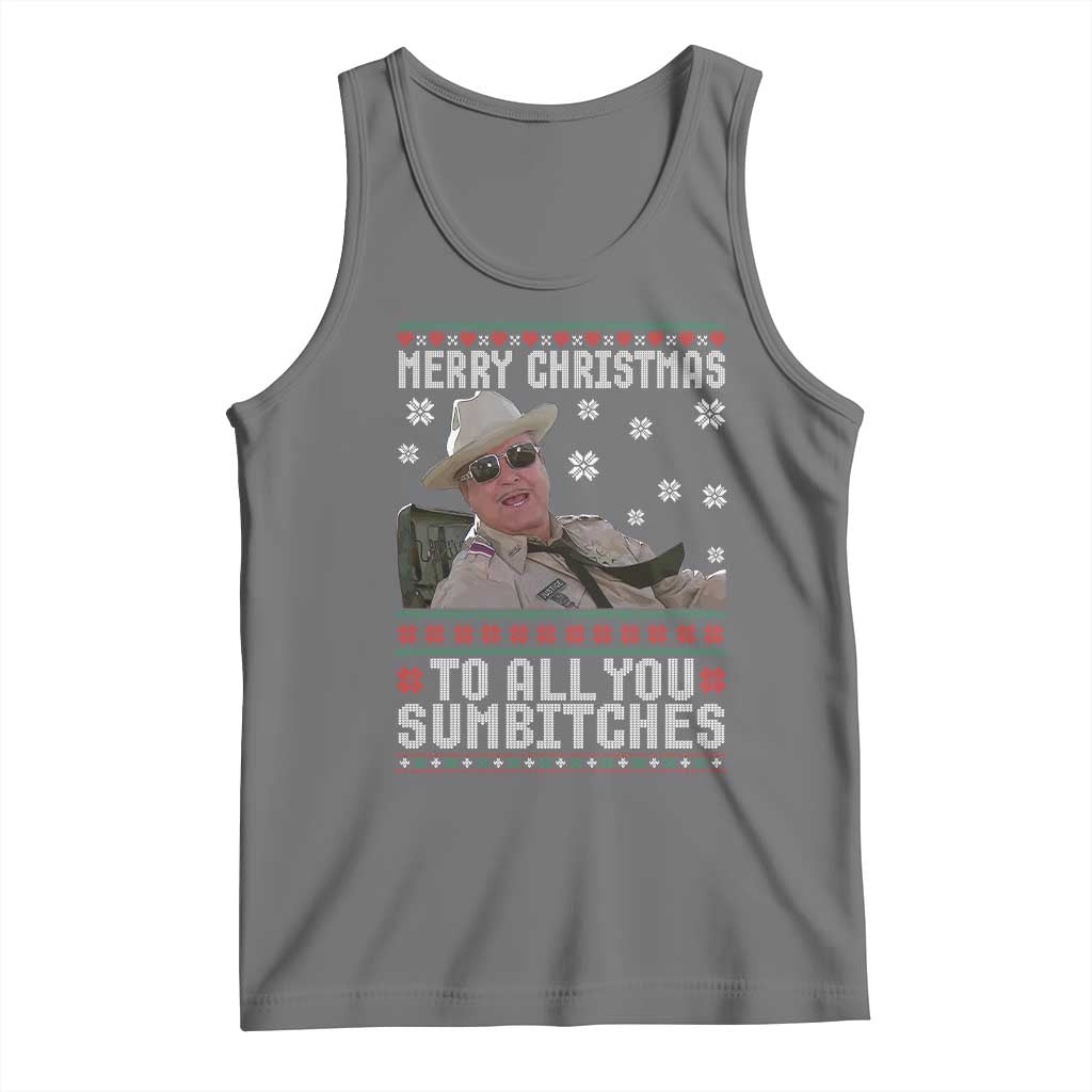 Merry Christmas To All You Sumbitches Tank Top Funny Ugly Xmas Retro 80s Movie TS10 Black Heather Print Your Wear