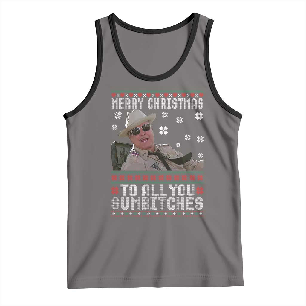 Merry Christmas To All You Sumbitches Tank Top Funny Ugly Xmas Retro 80s Movie TS10 Deep Heather Black Print Your Wear