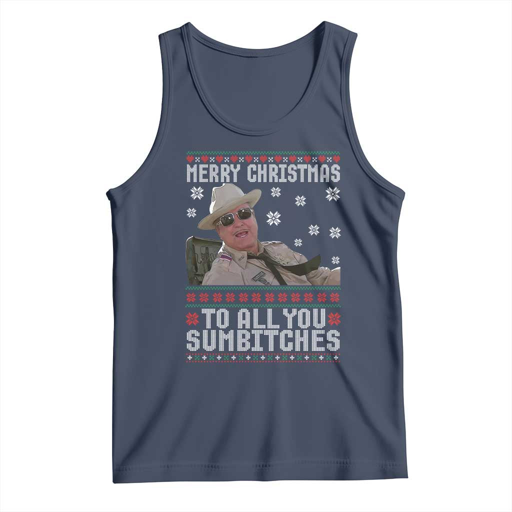 Merry Christmas To All You Sumbitches Tank Top Funny Ugly Xmas Retro 80s Movie TS10 Navy Print Your Wear