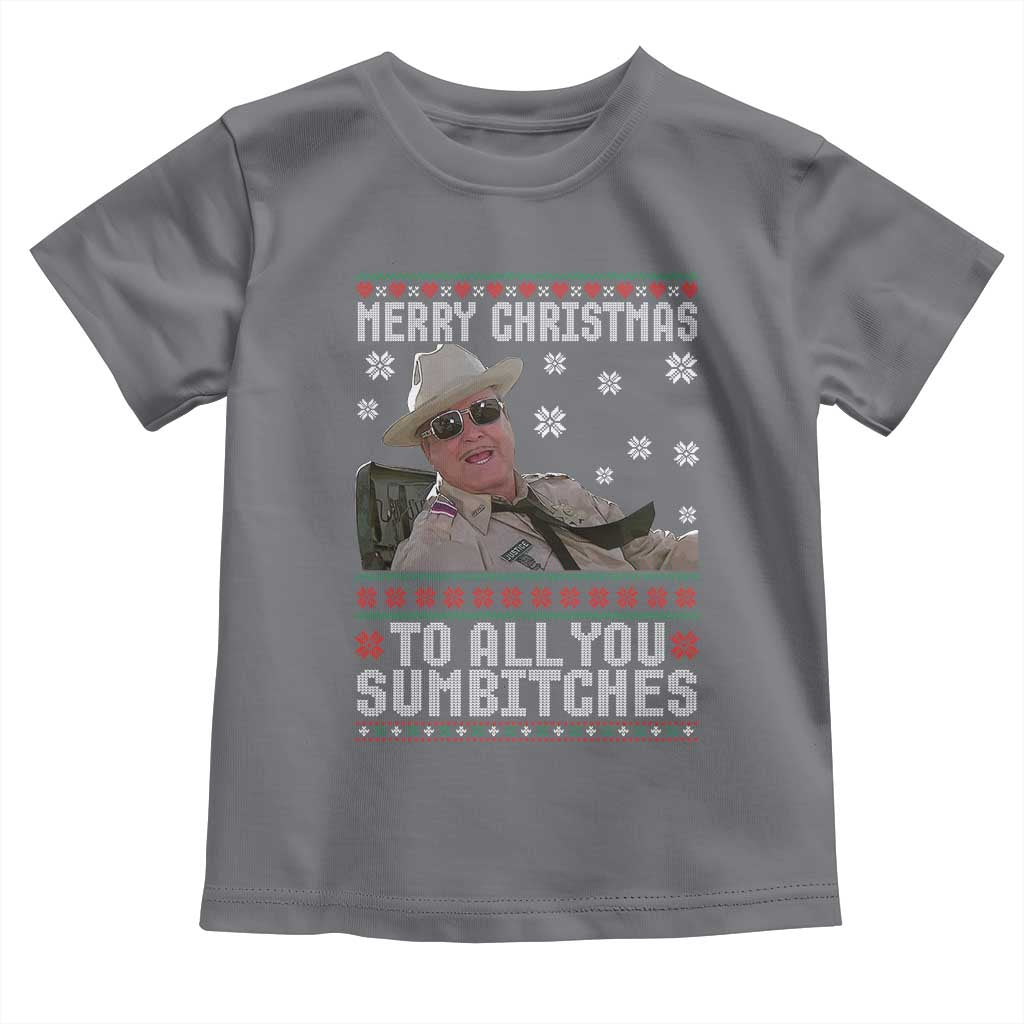 Merry Christmas To All You Sumbitches Toddler T Shirt Funny Ugly Xmas Retro 80s Movie TS10 Charcoal Print Your Wear