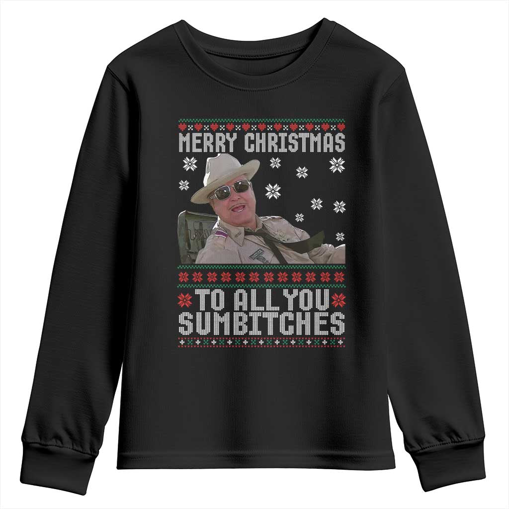 Merry Christmas To All You Sumbitches Youth Sweatshirt Funny Ugly Xmas Retro 80s Movie TS10 Black Print Your Wear