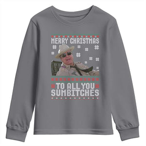 Merry Christmas To All You Sumbitches Youth Sweatshirt Funny Ugly Xmas Retro 80s Movie TS10 Charcoal Print Your Wear