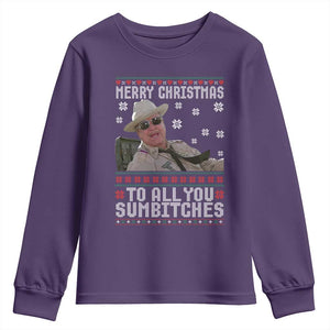 Merry Christmas To All You Sumbitches Youth Sweatshirt Funny Ugly Xmas Retro 80s Movie TS10 Purple Print Your Wear