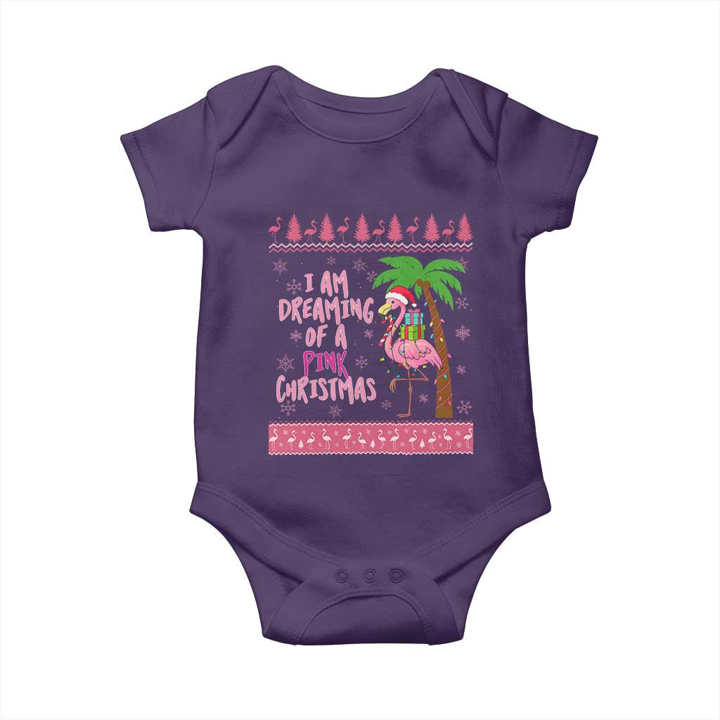 I Am Dreaming Of A Pink Christmas Baby Onesie Family Trip Santa Flamingo Palm Tree Ugly Xmas TS10 Purple Print Your Wear