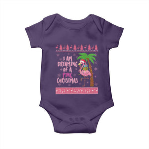 I Am Dreaming Of A Pink Christmas Baby Onesie Family Trip Santa Flamingo Palm Tree Ugly Xmas TS10 Purple Print Your Wear
