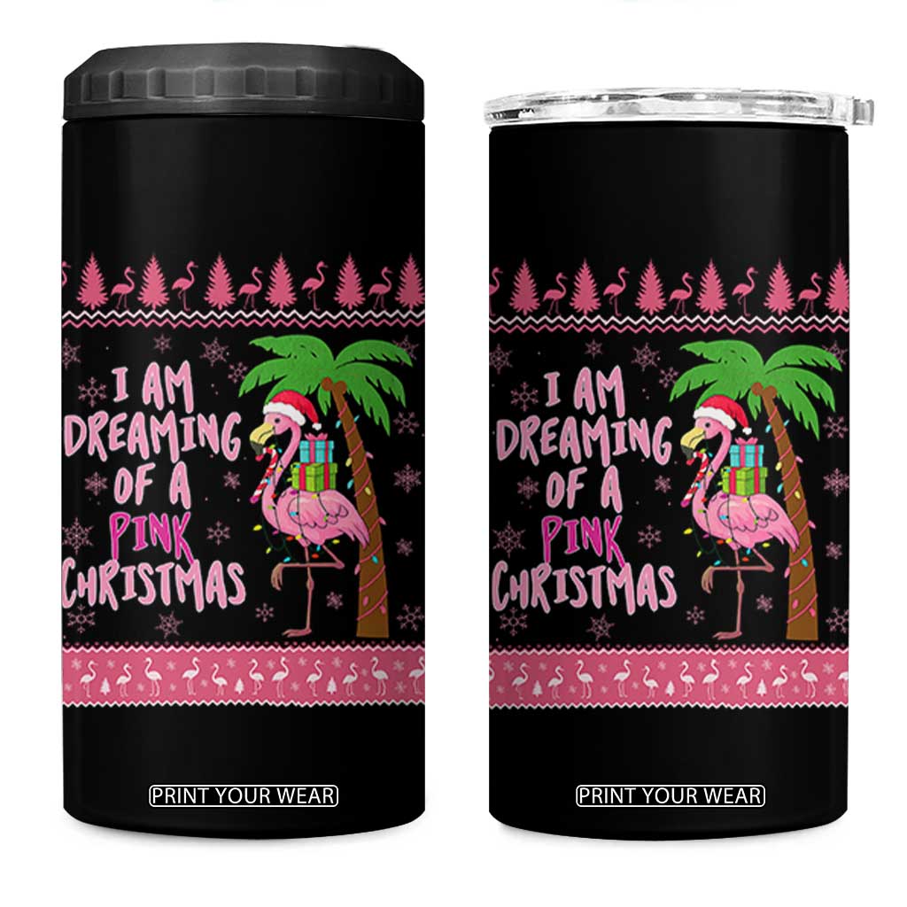 I Am Dreaming Of A Pink Christmas 4 in 1 Can Cooler Tumbler Family Trip Santa Flamingo Palm Tree Ugly Xmas TS10 One Size: 16 oz Black Print Your Wear