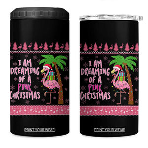 I Am Dreaming Of A Pink Christmas 4 in 1 Can Cooler Tumbler Family Trip Santa Flamingo Palm Tree Ugly Xmas TS10 One Size: 16 oz Black Print Your Wear
