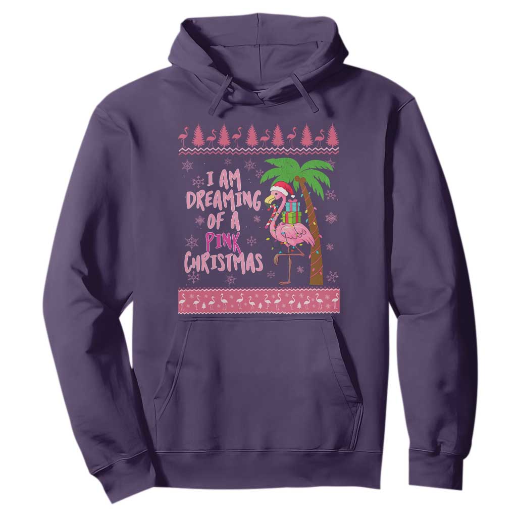 I Am Dreaming Of A Pink Christmas Hoodie Family Trip Santa Flamingo Palm Tree Ugly Xmas TS10 Purple Print Your Wear