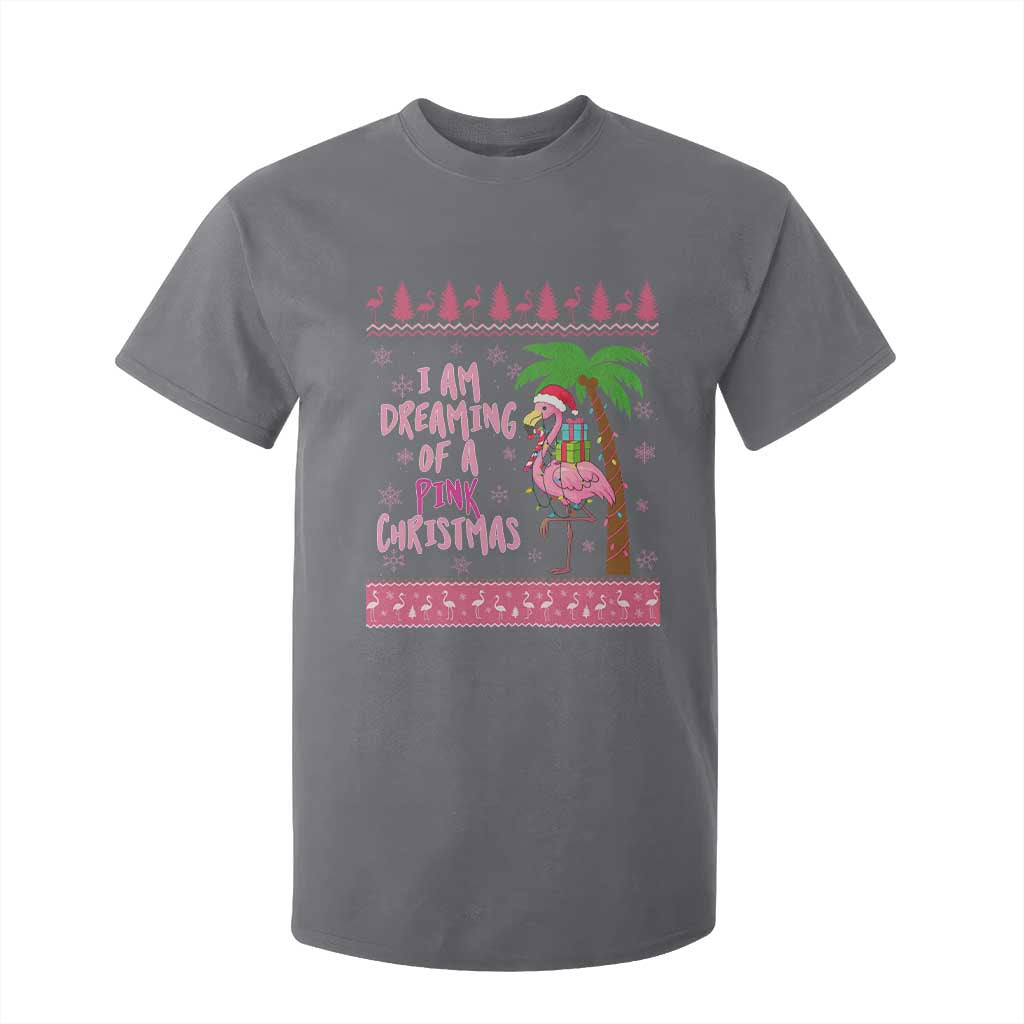 I Am Dreaming Of A Pink Christmas T Shirt For Kid Family Trip Santa Flamingo Palm Tree Ugly Xmas TS10 Charcoal Print Your Wear
